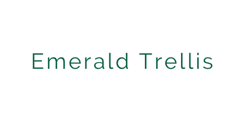 The words Emerald Trellis in green font